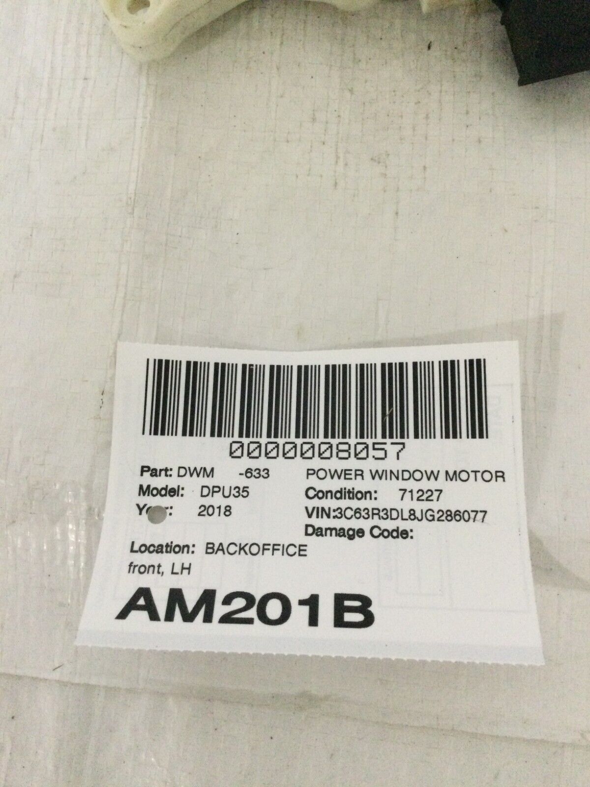 2018 Dodge Ram 3500 Window Motor Front Left OEM
