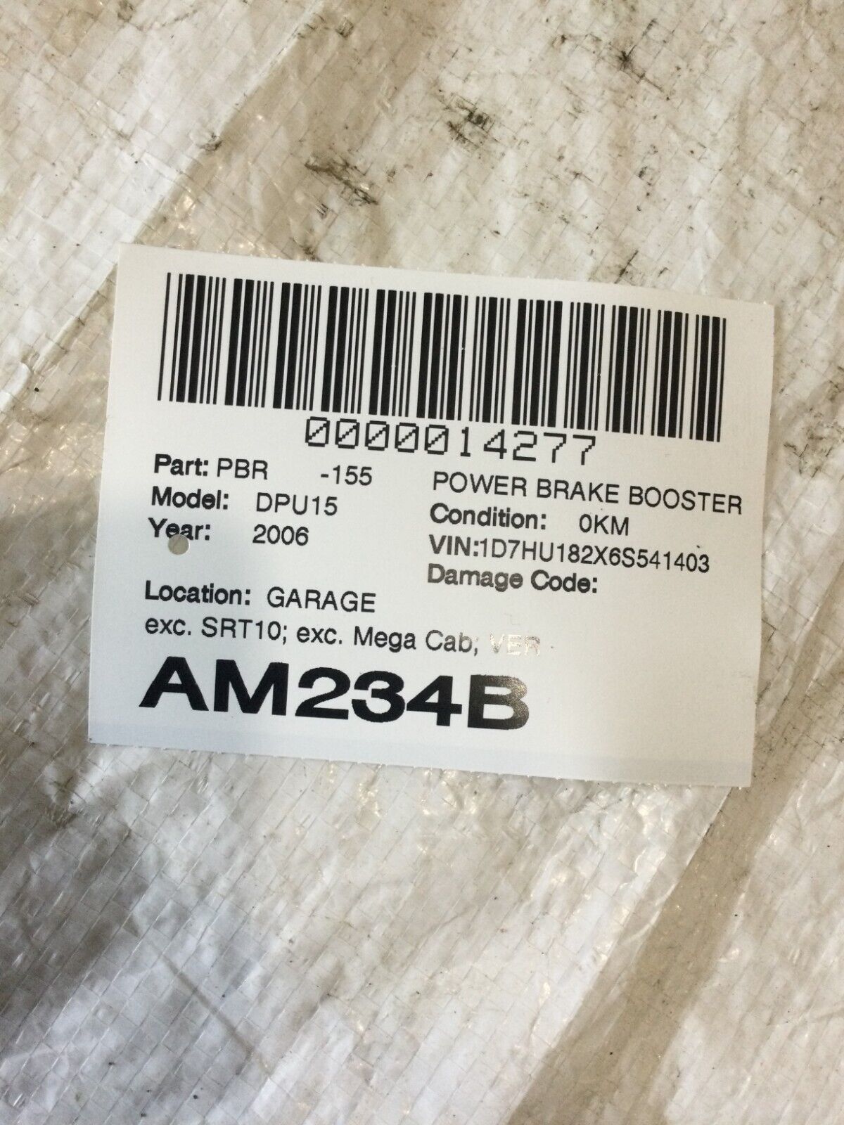 2006 Dodge Ram 1500 Power Brake Booster OEM