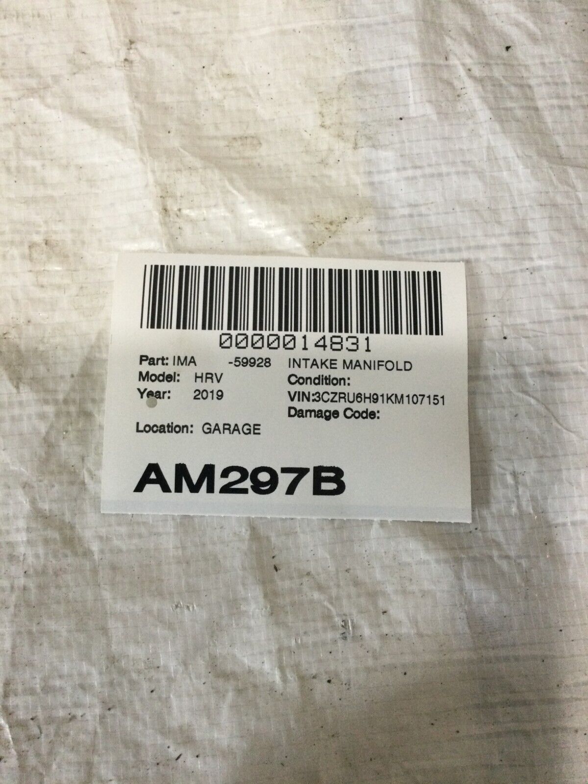 2019 Honda HR-V Air Intake Manifold Assembly  R1AA079-168205 OEM