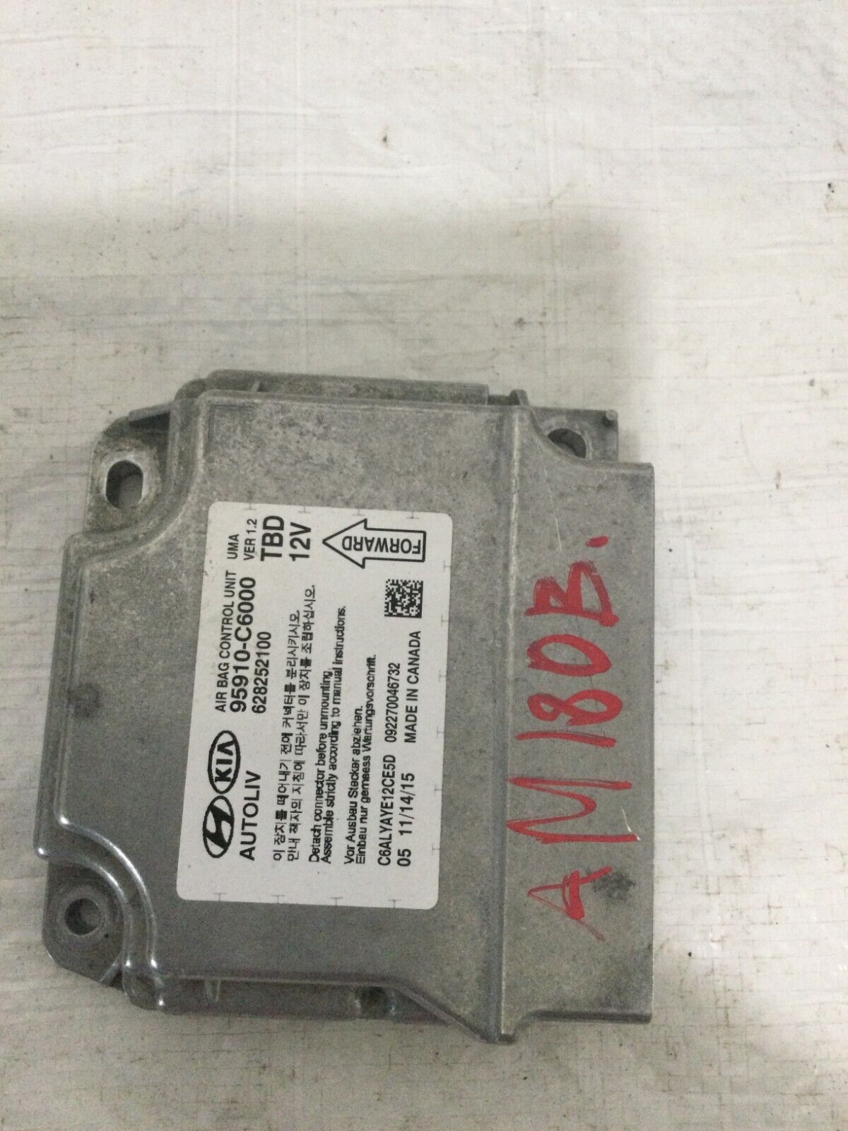 2016-2018 Kia Sorento Bag Control Module 95910-C6000 OEM