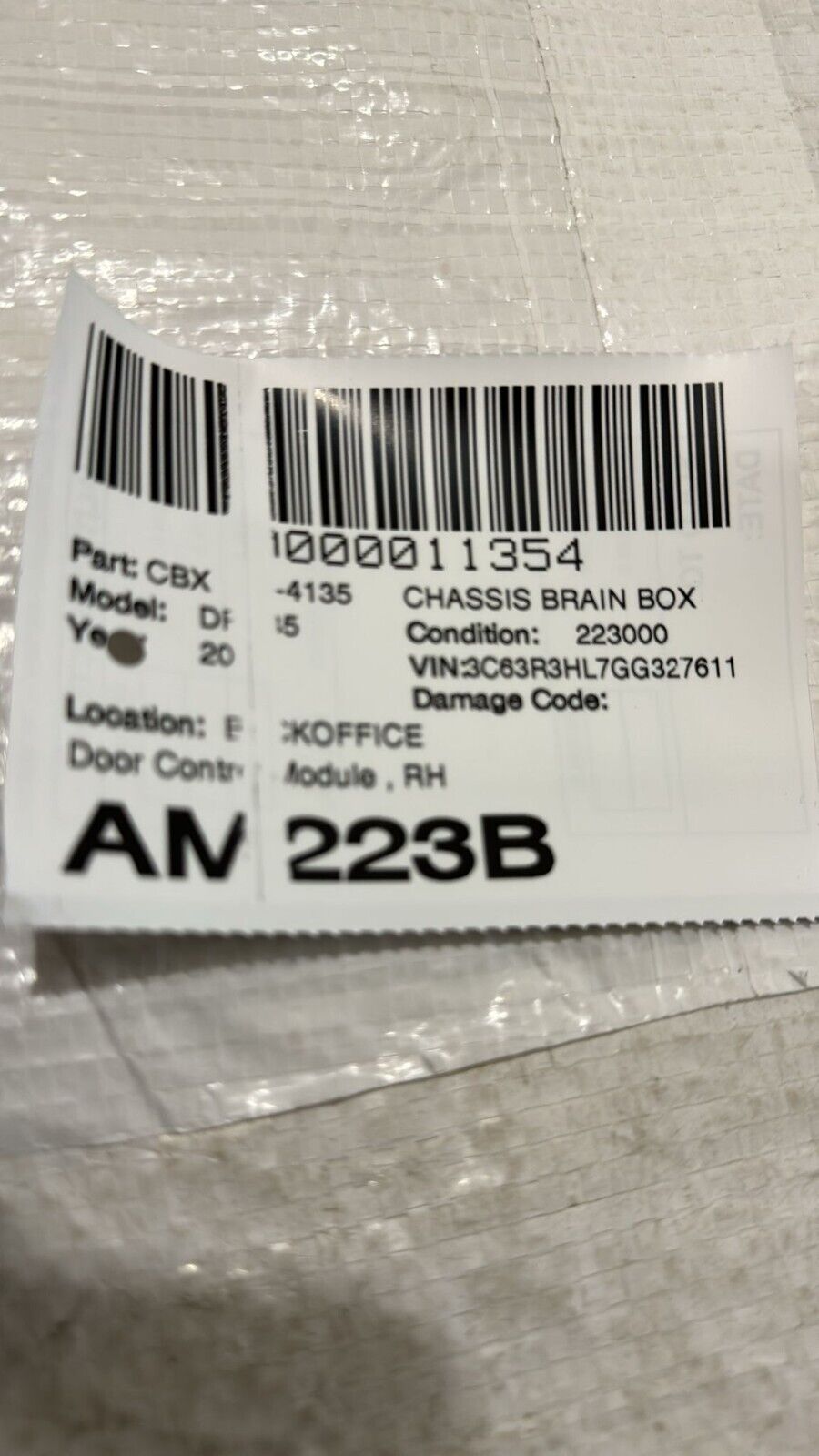 2016-2017 RAM 2500 3500 Front Right Door Control Module 6.7L Diesel 68233218AC