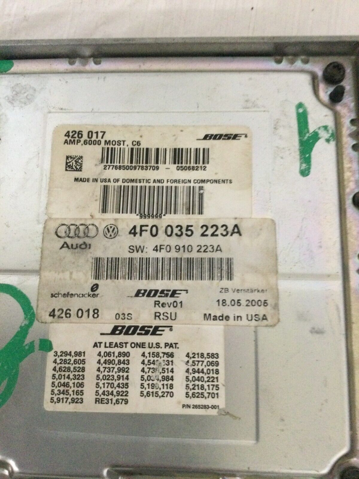 2006-2011 Audi A6 S6 Audio Radio Bose Amp Amplifier OEM 4F0035223A