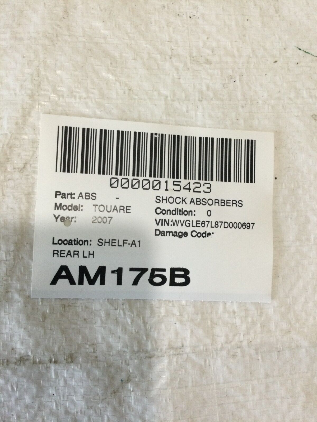 2007 Volkswagen Touareg Rear Left  Shock Absorber 7L6512021AG OEM