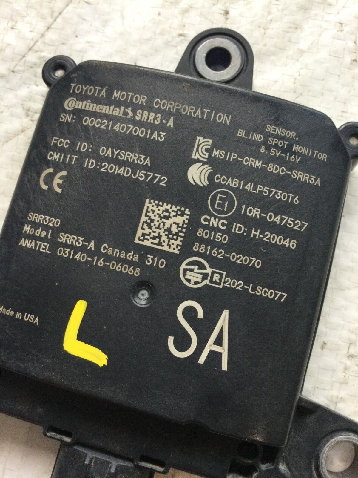 2020-2022 Toyota Corolla OEM Rear Left Blind Spot Radar Sensor 88162-02070 OEM