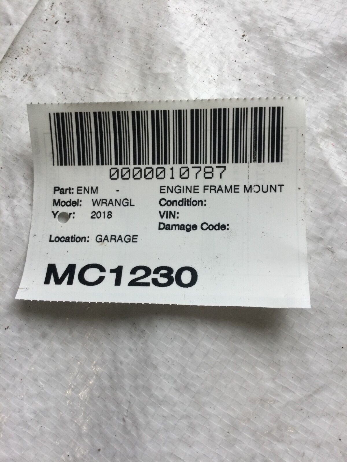 2018 Jeep Wrangler Engine Frame Mount OEM