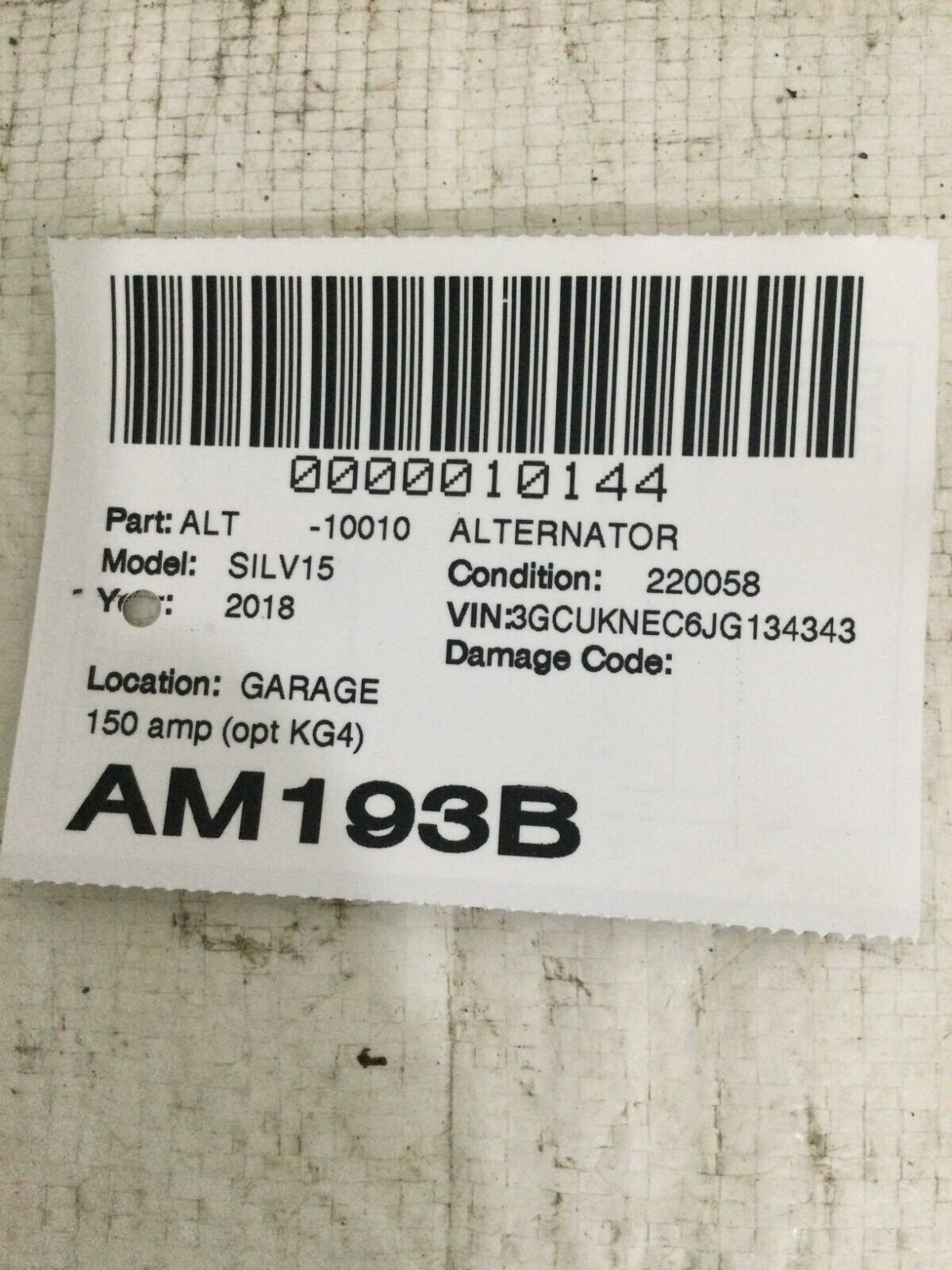 2018 Chevrolet Silverado 1500 Alternator Motor 84143543 OEM 5.3L