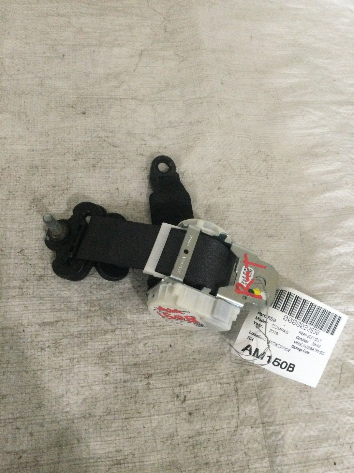 2019 Jeep Compass Rear Right Seat Belt OEM 6EJ56DX9AF