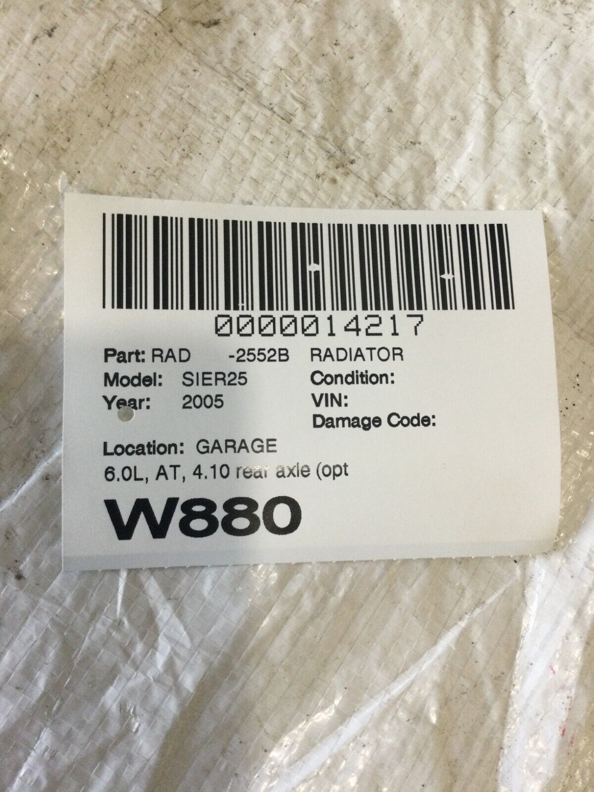 2005 GMC Sierra 2500 Radiator Assembly OEM