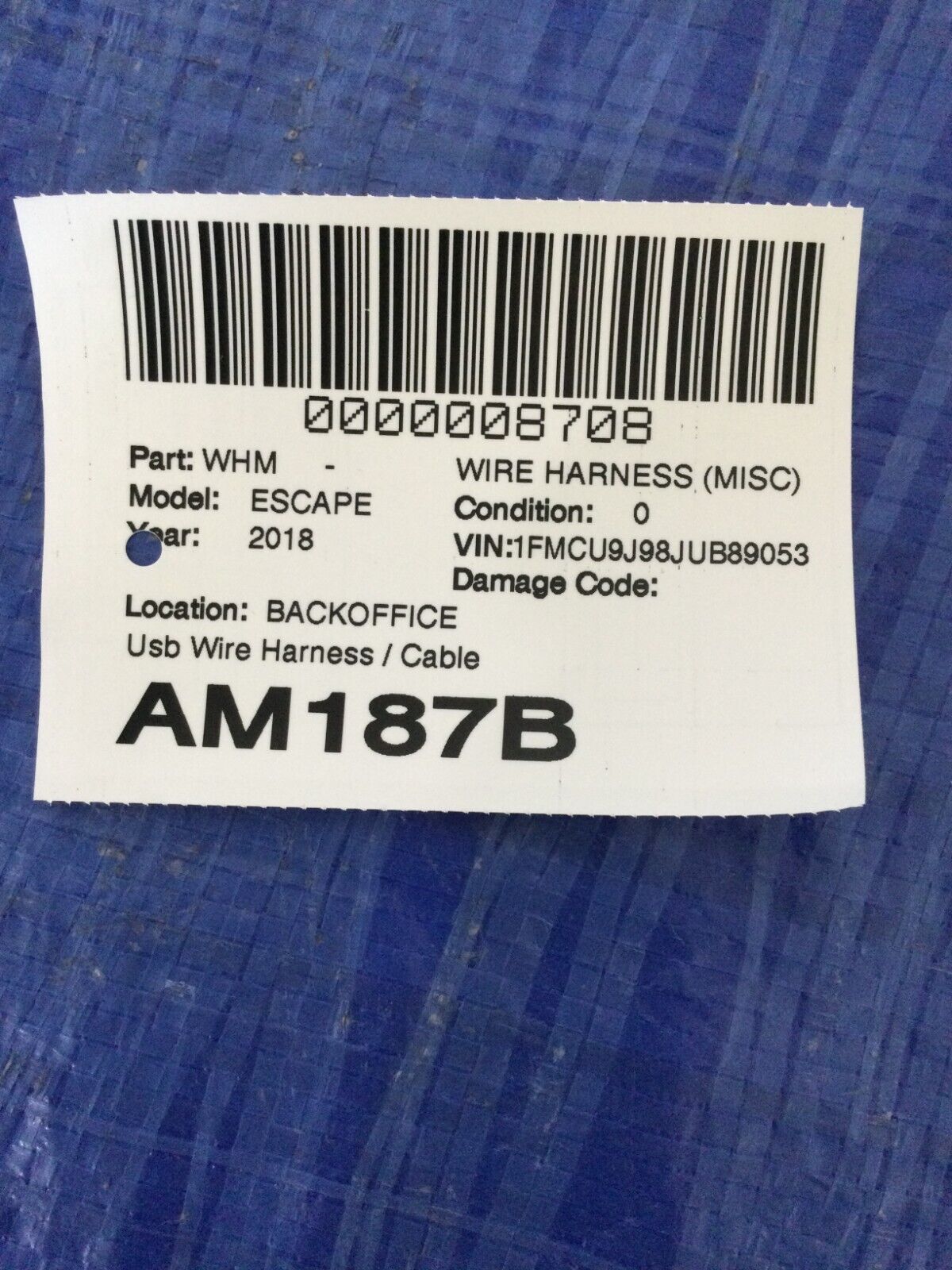 2017-2019 Ford Escape Center Console USB Wiring Harness OEM