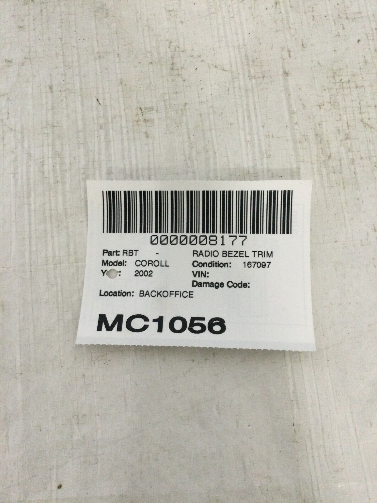 2002 Toyota Corolla Center Dash Radio Bezel Trim OEM