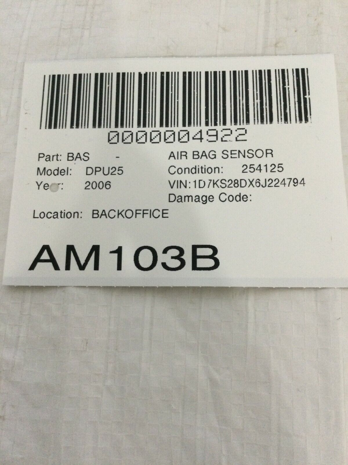 2006 Dodge Ram 2500 OEM SRS Control Module 56043708AE