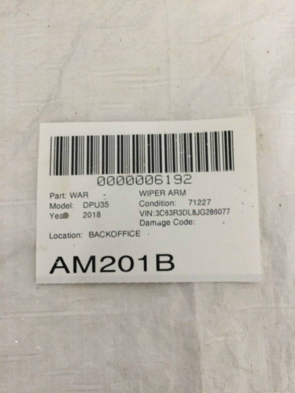2018 Ram 3500 Front Wiper Arm 55277449AE OEM