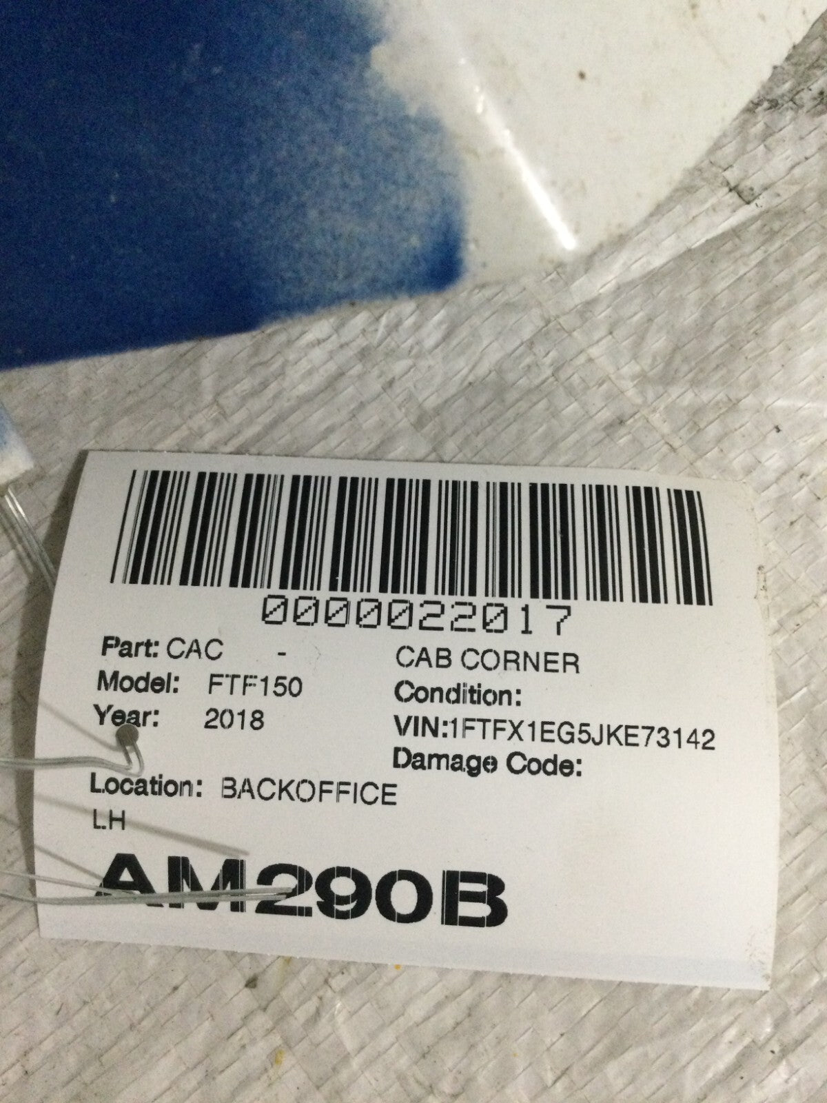 2018 Ford F-150 Left Cab Corner OEM