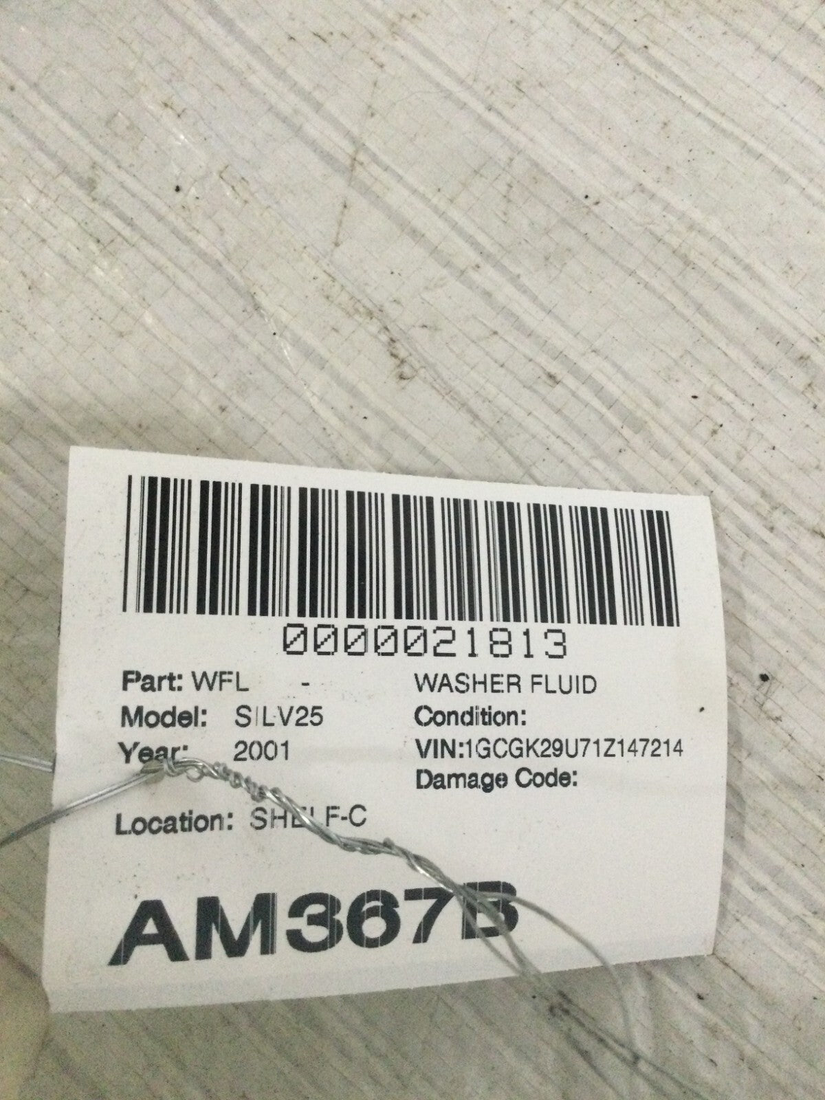 2001 Chevrolet Silverado 2500 Washer Bottle 15060407 OEM