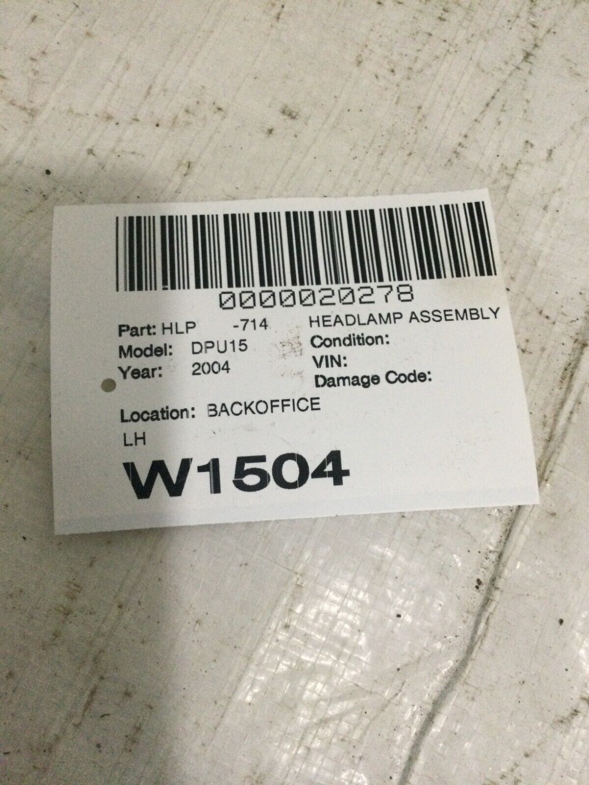 2004 Dodge Ram 1500 Black Headlight Left Driver Side OEM ( DAMAGE TAB )