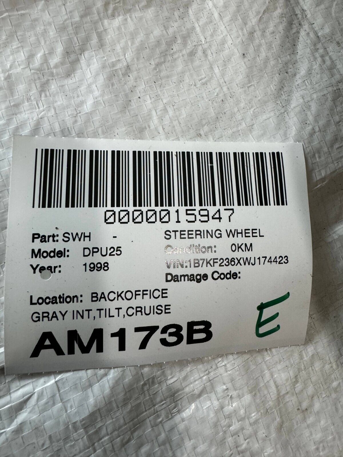 1998-2001 Dodge Ram 1500 2500 Leather Wrapped Strng Wheel OEM ( DAMAGE LEATHER )