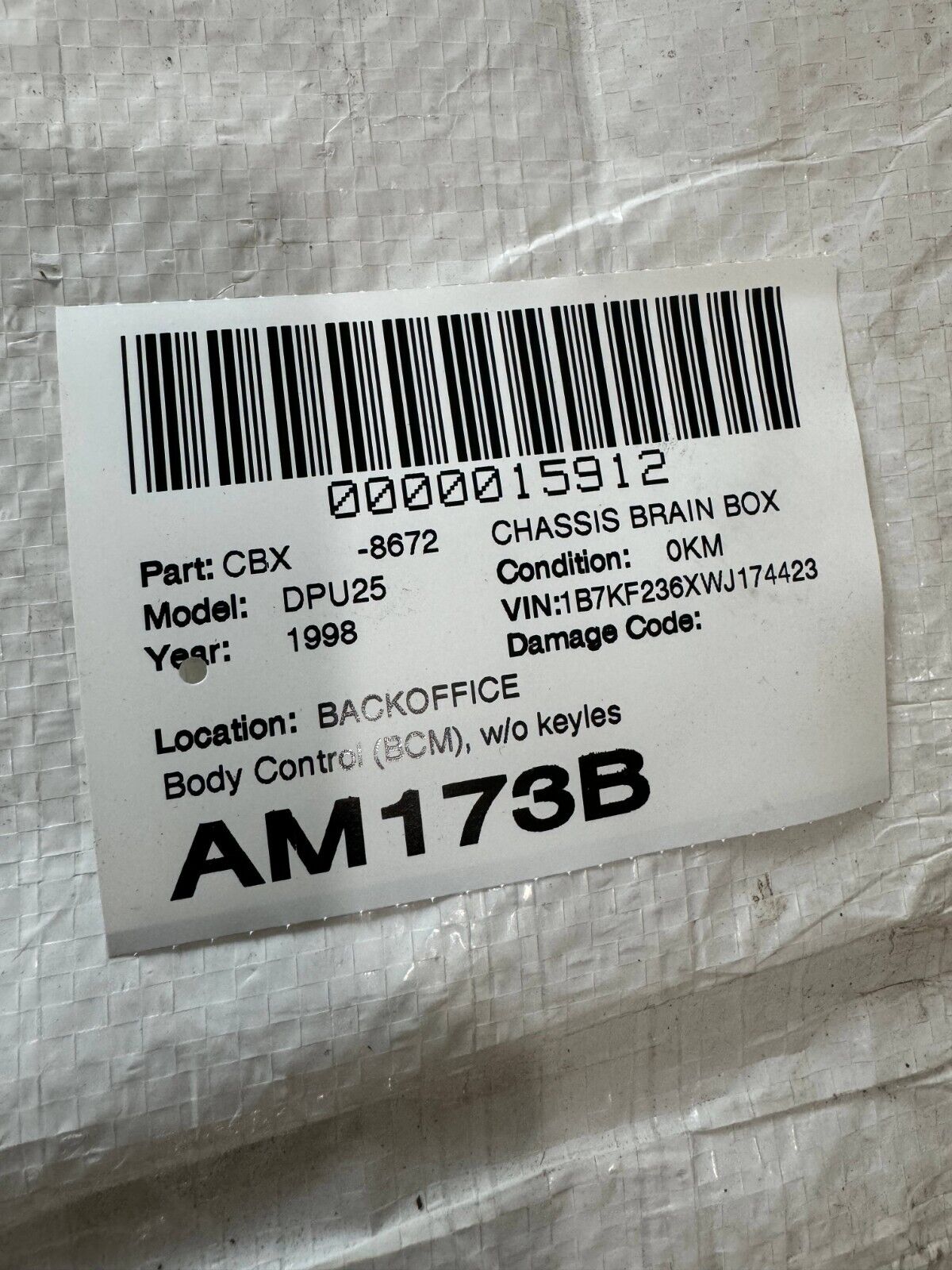 1998 Dodge Ram 2500 BCM Body Control Module OEM 56045202AA