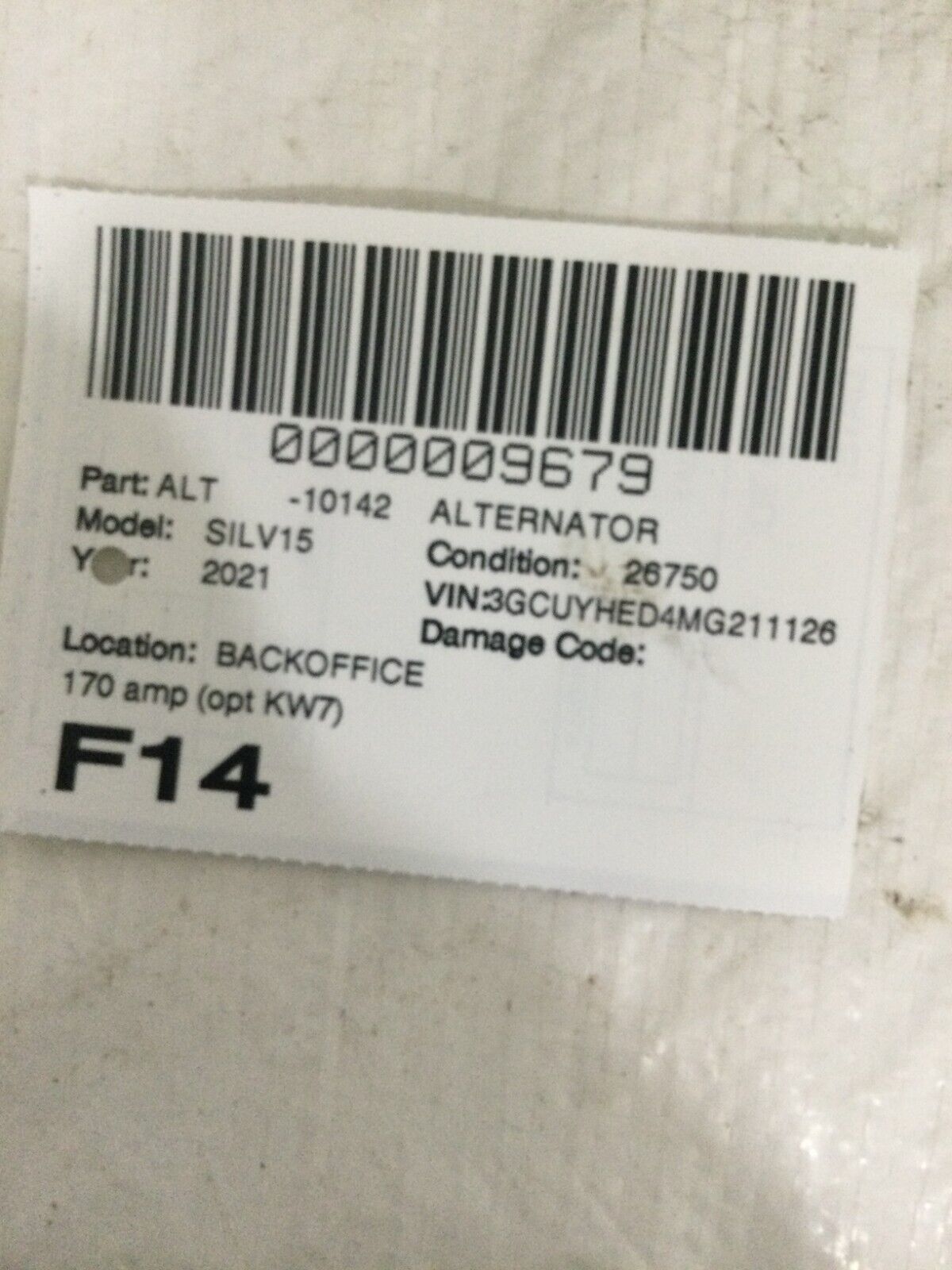 2021 Chevrolet Silverado 1500 Alternator Motor OEM 13539726