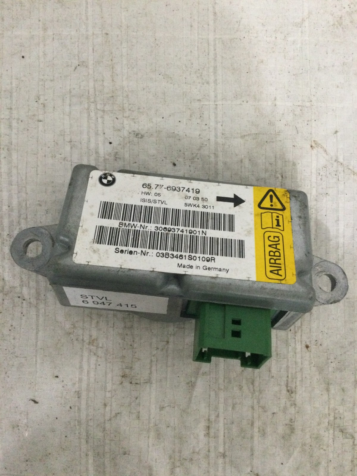 2004 BMW 745I Front Left Drivers Door SRS Sensor OEM 65.77-6937419