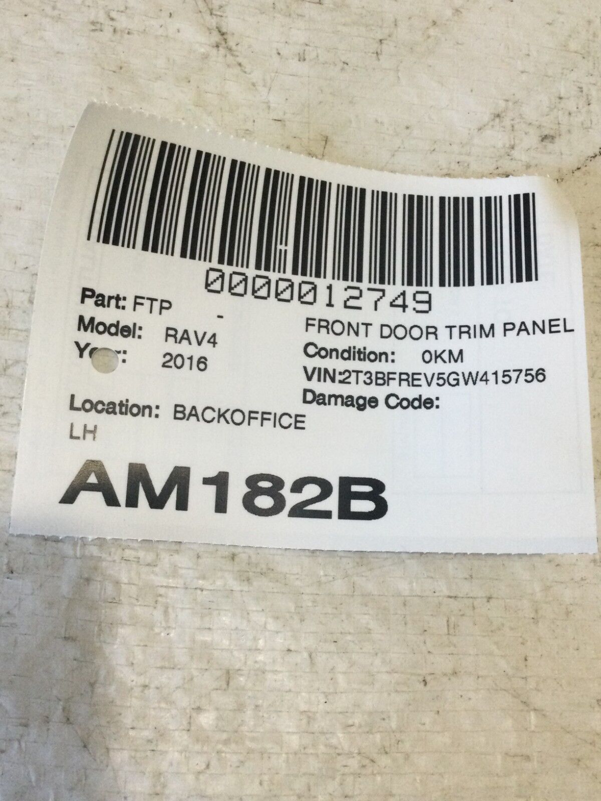 2016-2018 Toyota Rav4 Front Left Door Trim Panel OEM