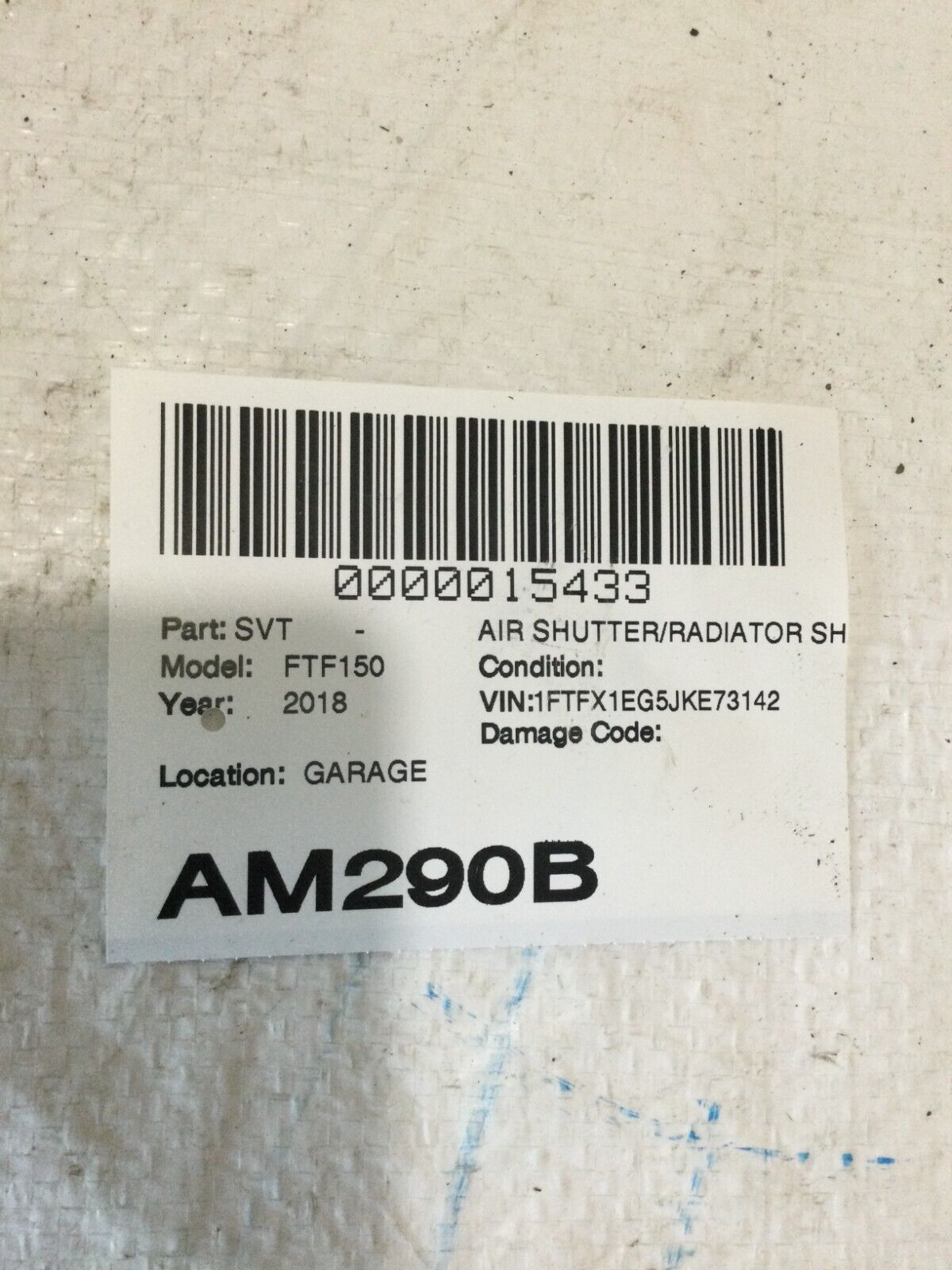 2018 2019 2020 Ford F150 F-150 Active Air Shutter Radiator Lower Grille OEM