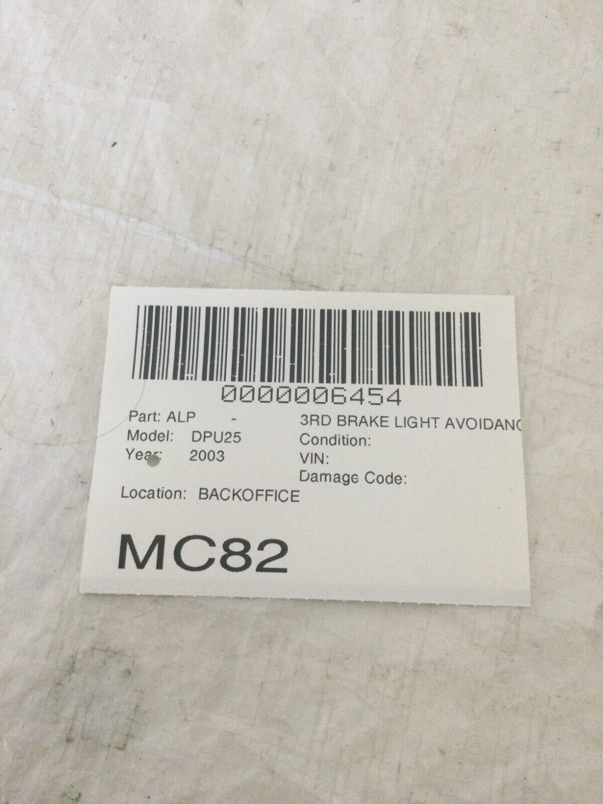 2003 Dodge Ram 2500 3rd Brake Light Lamp OEM 5507123A