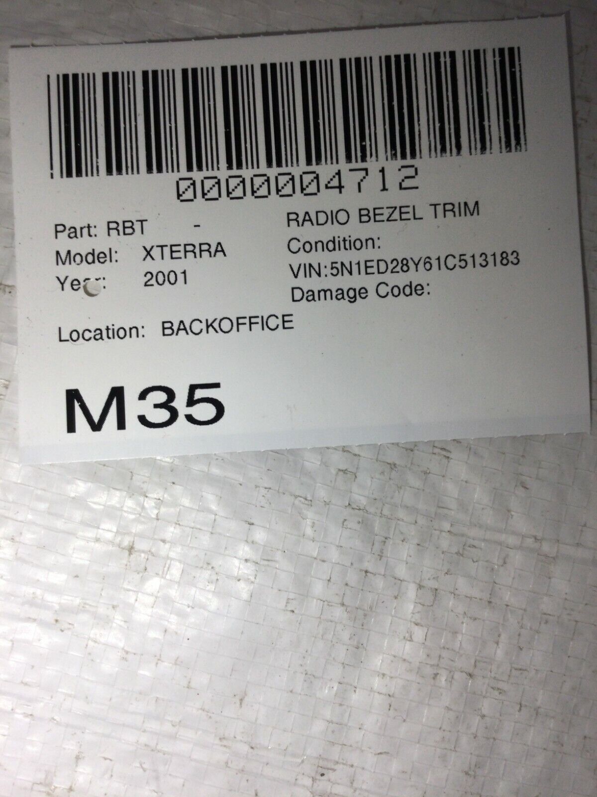 2001-2004 Nissan Xterra Dash Radio Bezel Trim 68260 45100 OEM