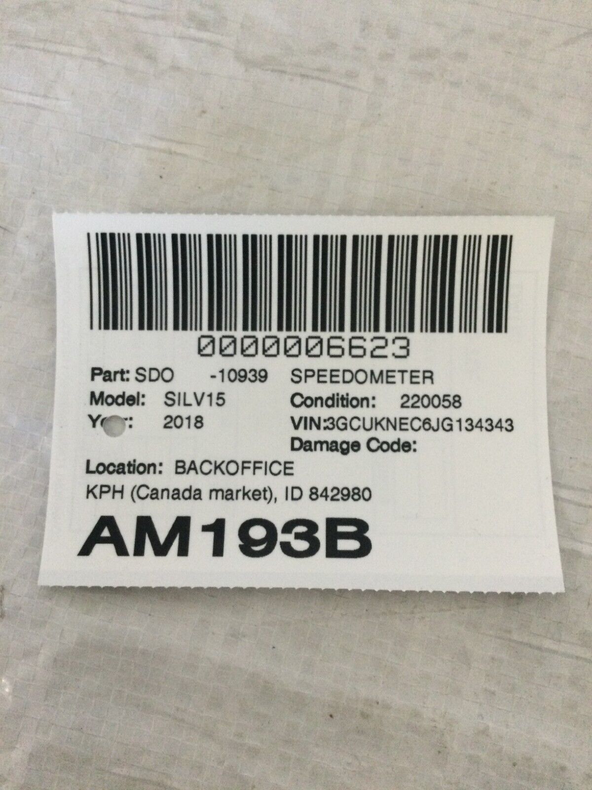 2018 Chevrolet Silverado 1500 Speedometer KPH Canada Market 84298026 OEM