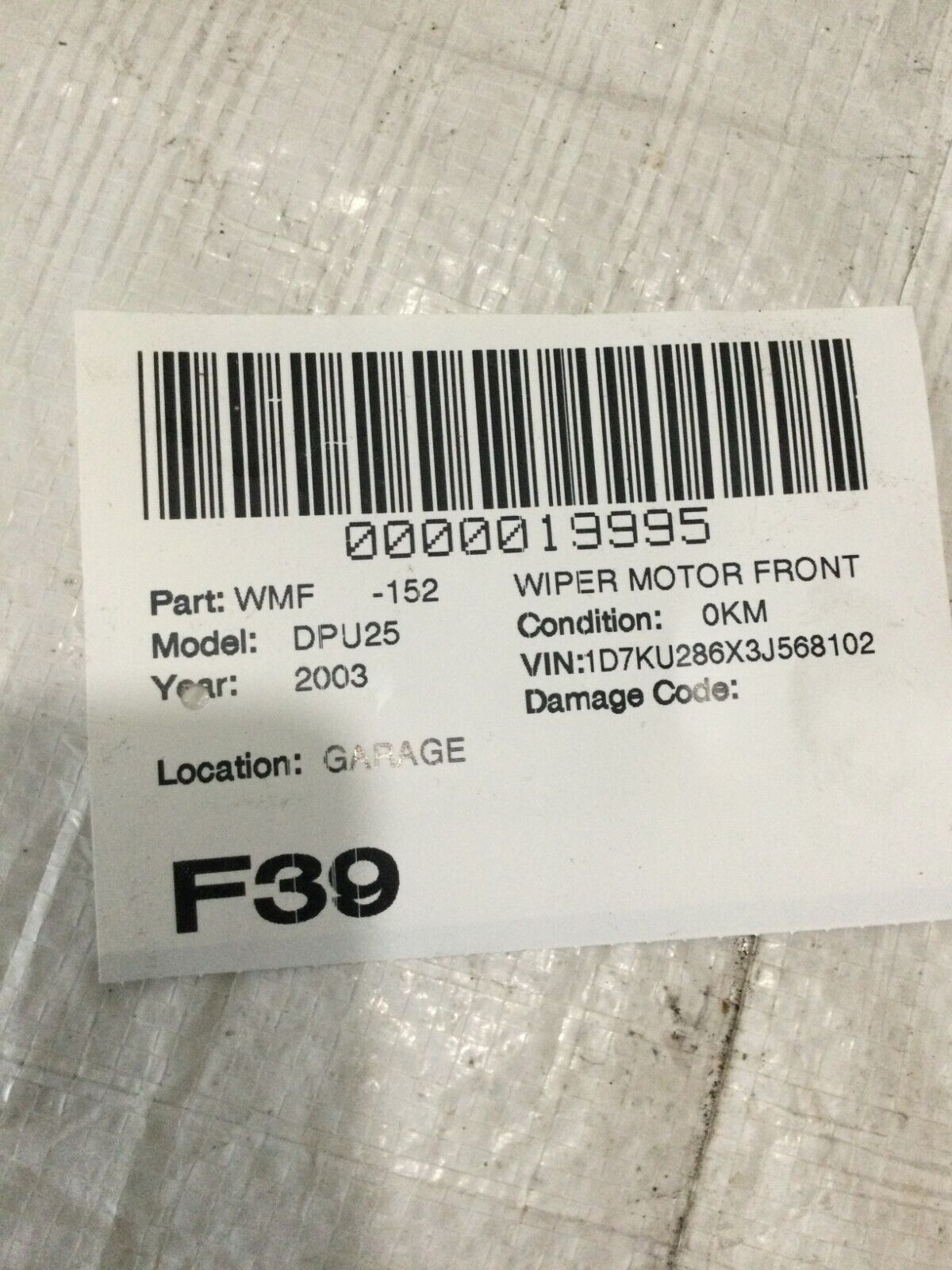 2003 Ddoge Ram 2500 Front Wiper Motor W/ Linkage OEM