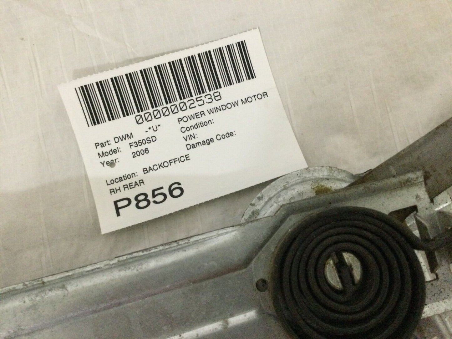 2006 Ford F350SD F-350SD Super Duty Rear Right Window Motor W/ Regulator OEM