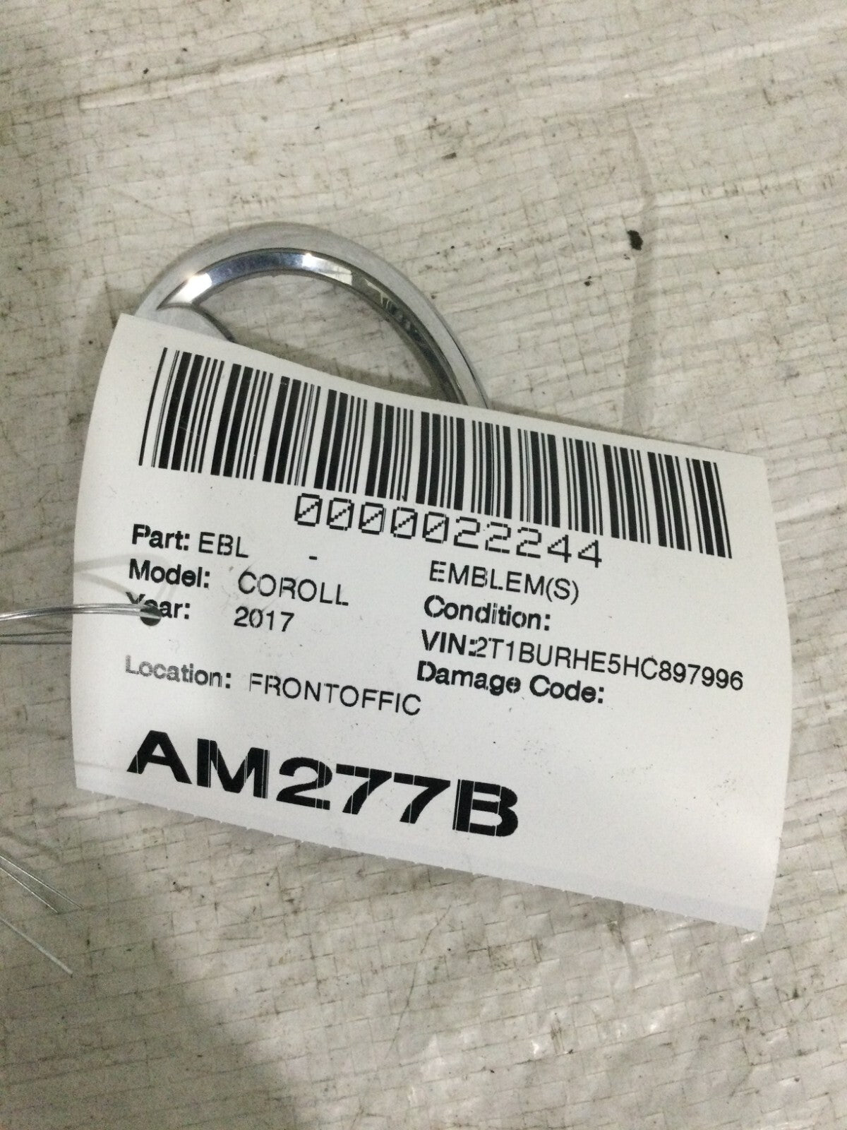 2017 Toyota Corolla Emblem OEM