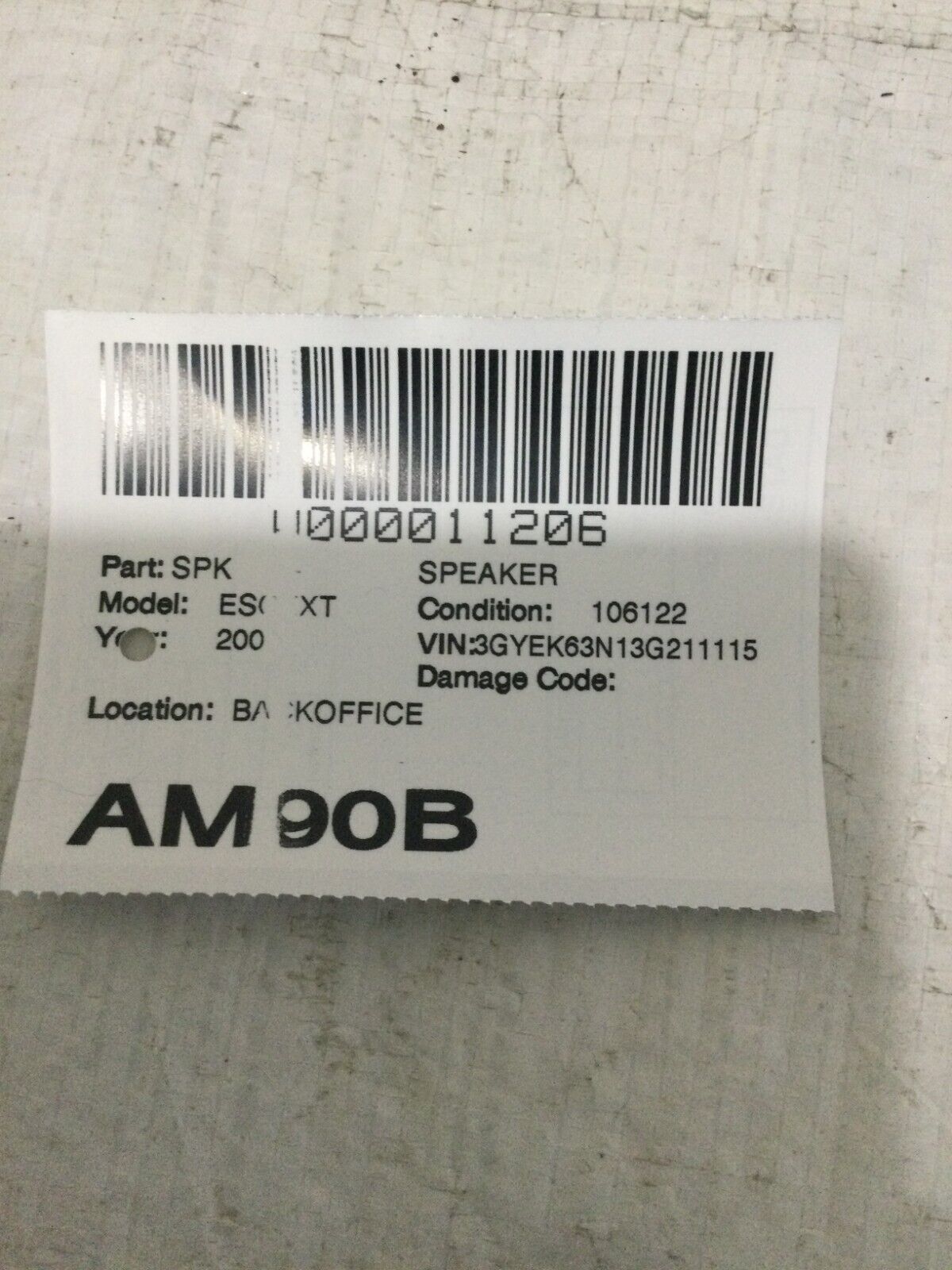 2003 Cadillac Escalade EXT Center Console Subwoofer Speaker & Box Bose 15061879