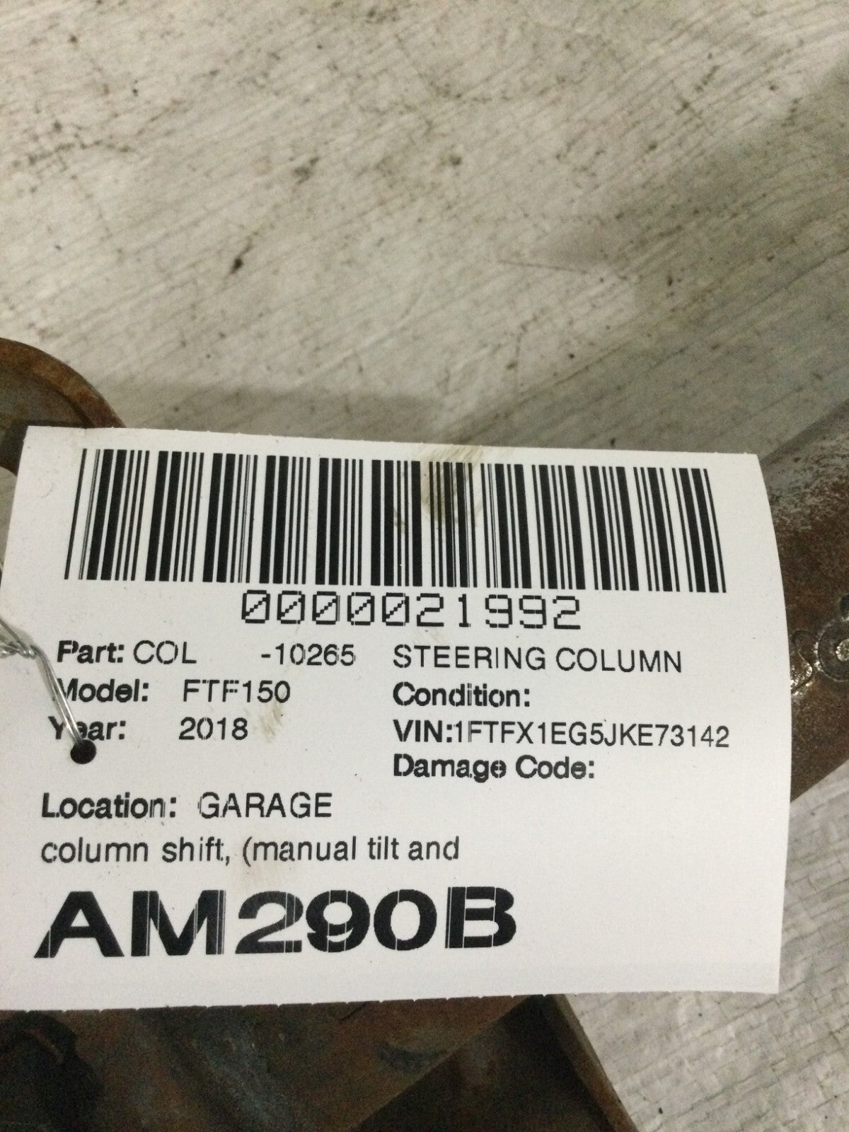 2018 Ford F-150 Steering Column FL34-3C529-BJ OEM