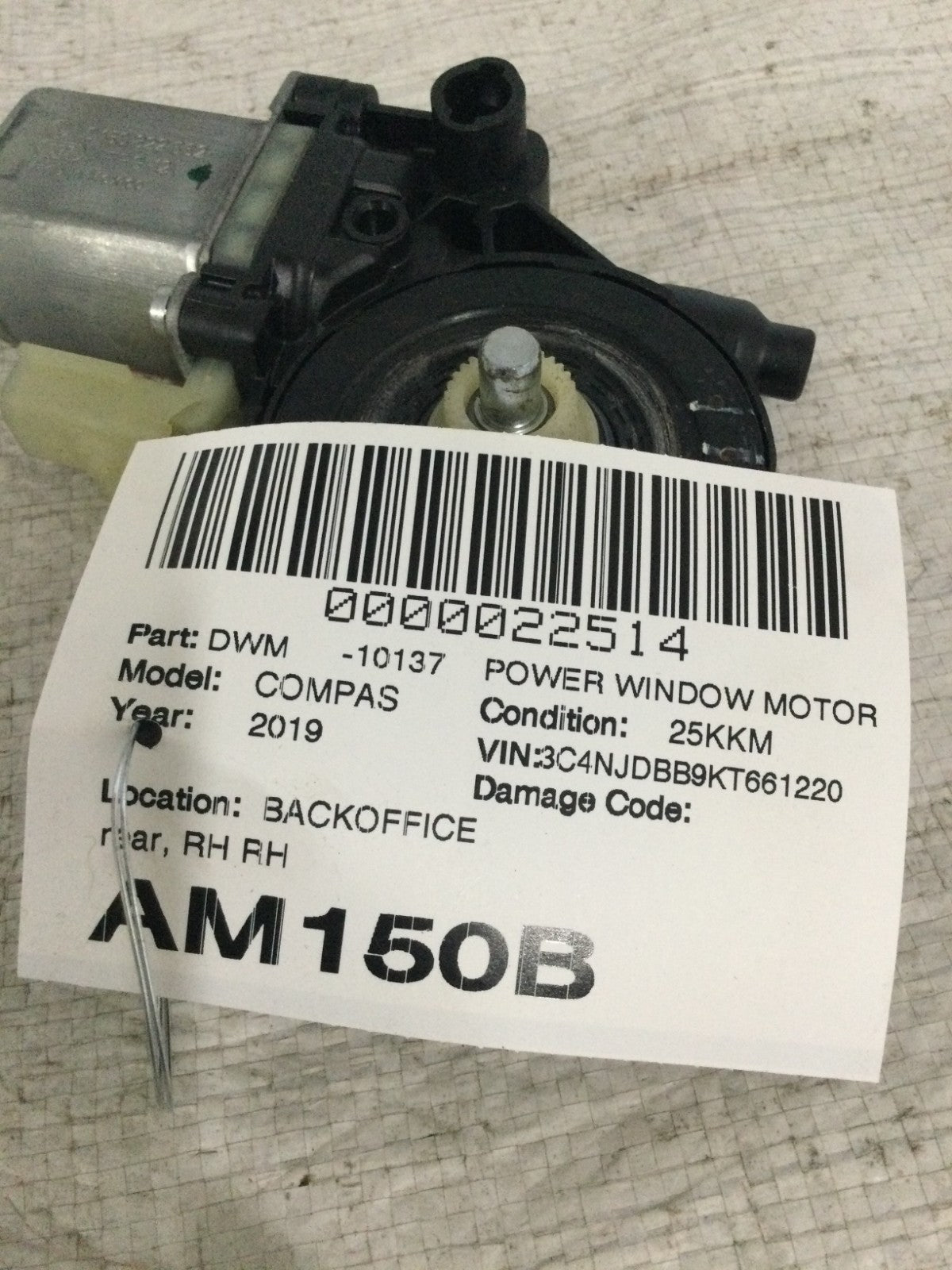2019 Jeep Compass Rear Right Window Motor OEM 0 130 822 662