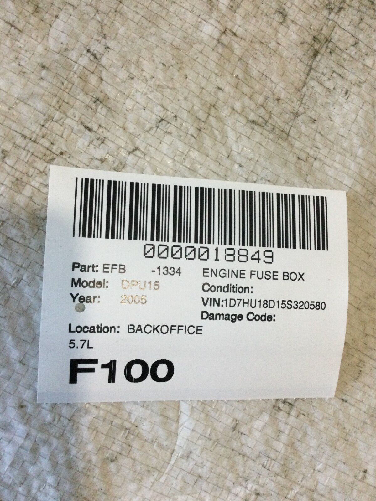 2005 Dodge Ram 1500 TIPM Integrated Power Fuse Box 05026034 OEM