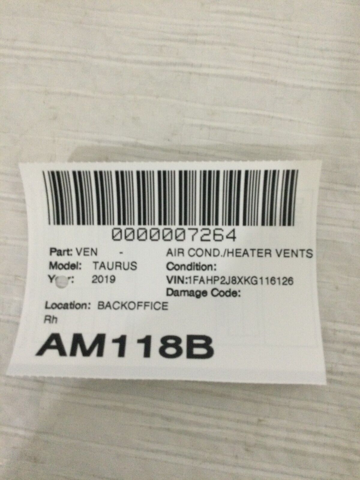 2019 Ford Taurus Right Passenger Dash Air Vent OEM RH