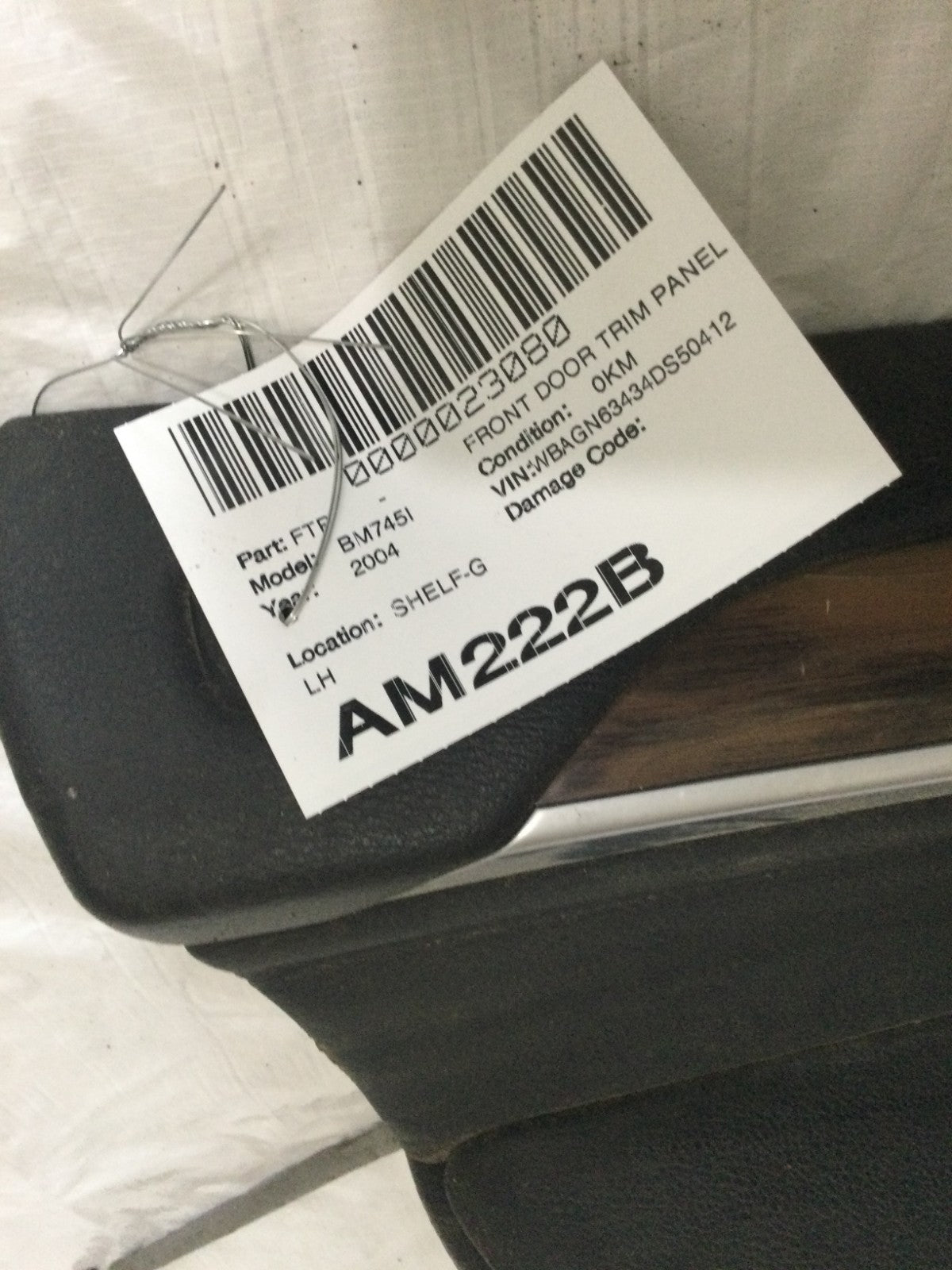 2004 BMW 745I Front Left Driver Side Interior Door Panel OEM 70W3007-02