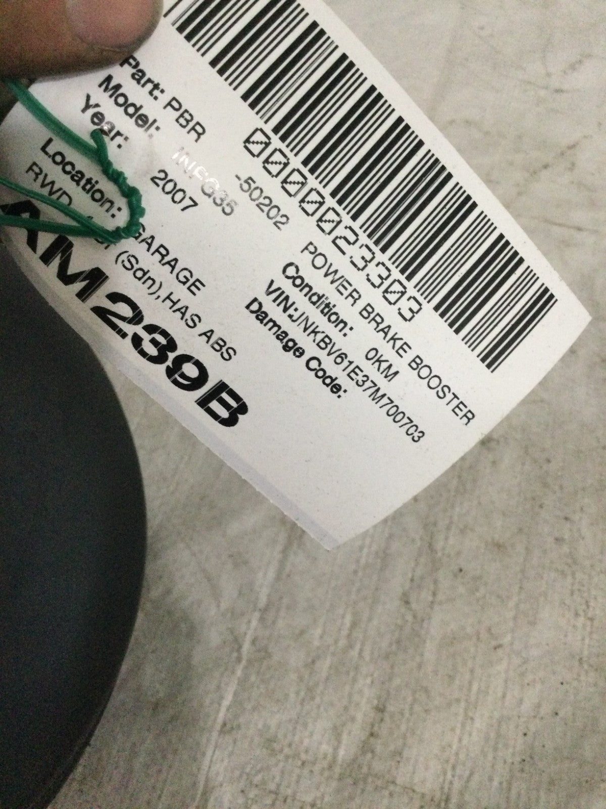 2007 Infiniti G35 3.5L Power Brake Booster OEM 0204023575