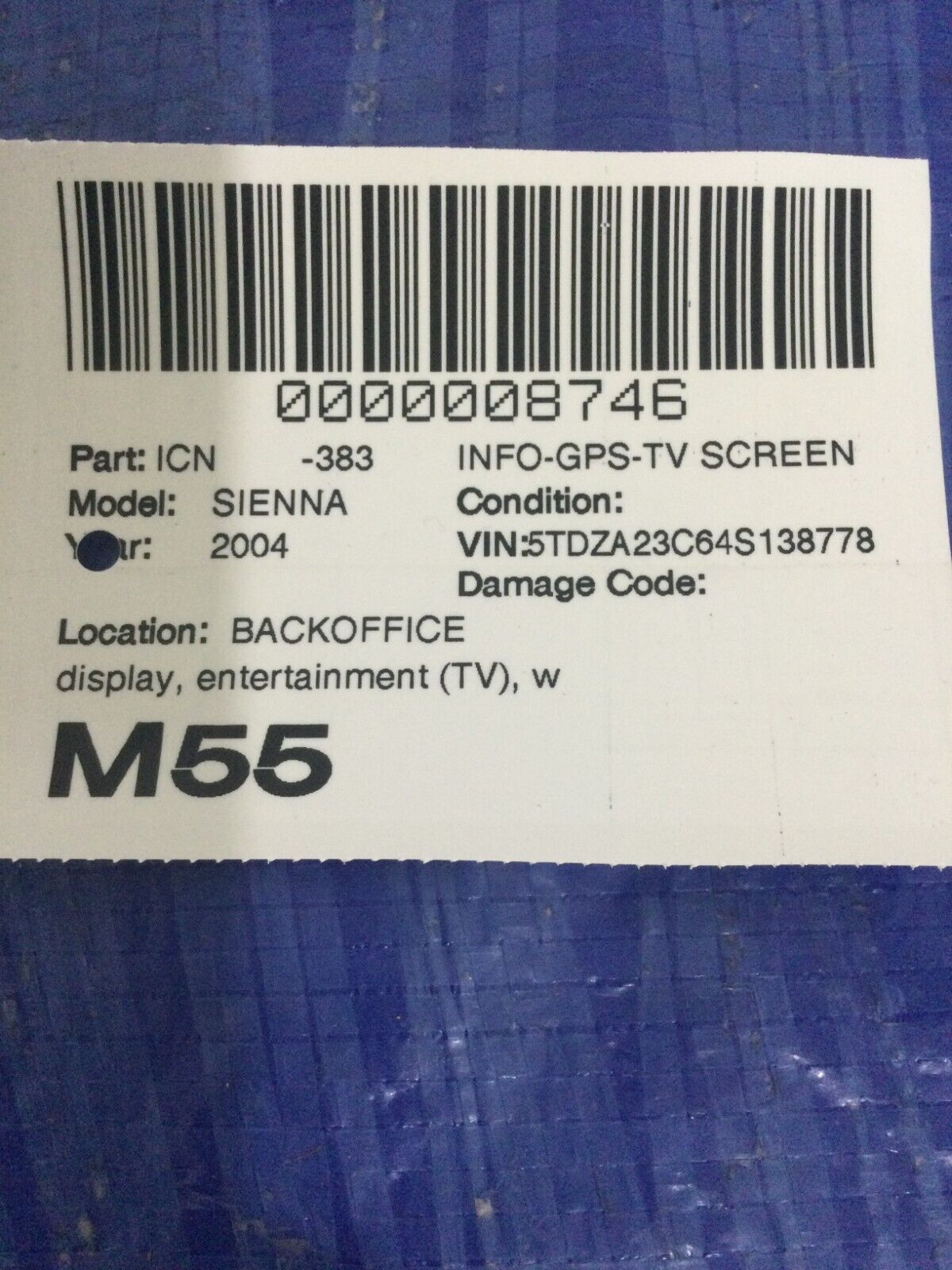 2004 Toyota Sienna Roof Entertainment Control Unit 86230-45020 OEM