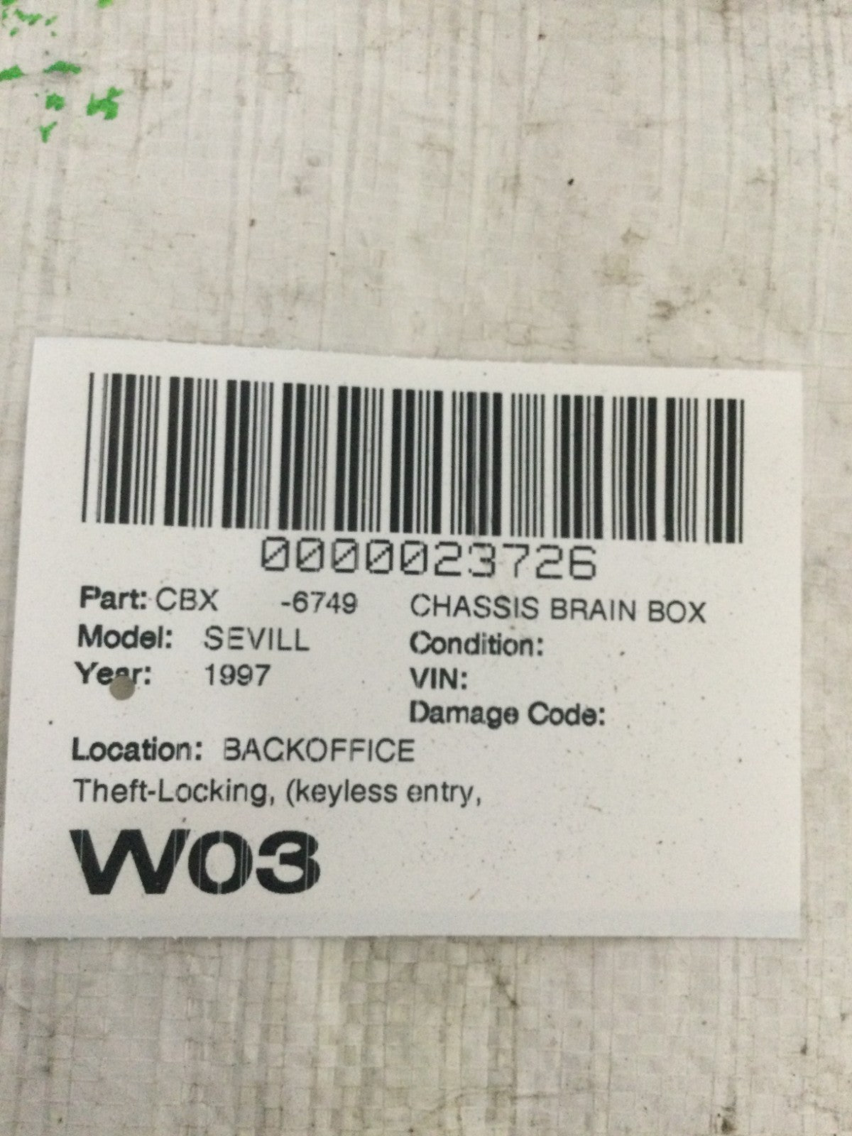 1997 Cadillac Seville Remote Keyless Entry Module OEM 22139391