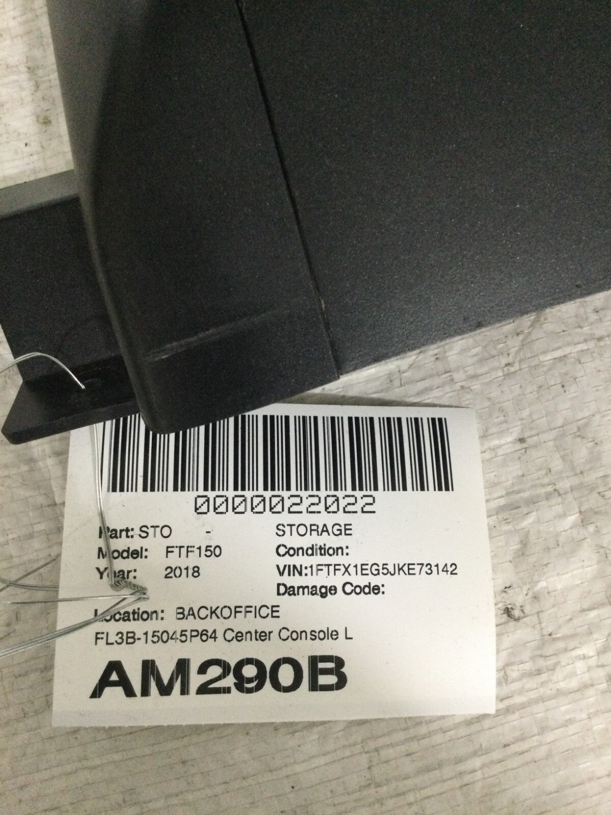 2018 Ford F-150 Front Lower Console OEM FL3B-15045P64-BJFAX