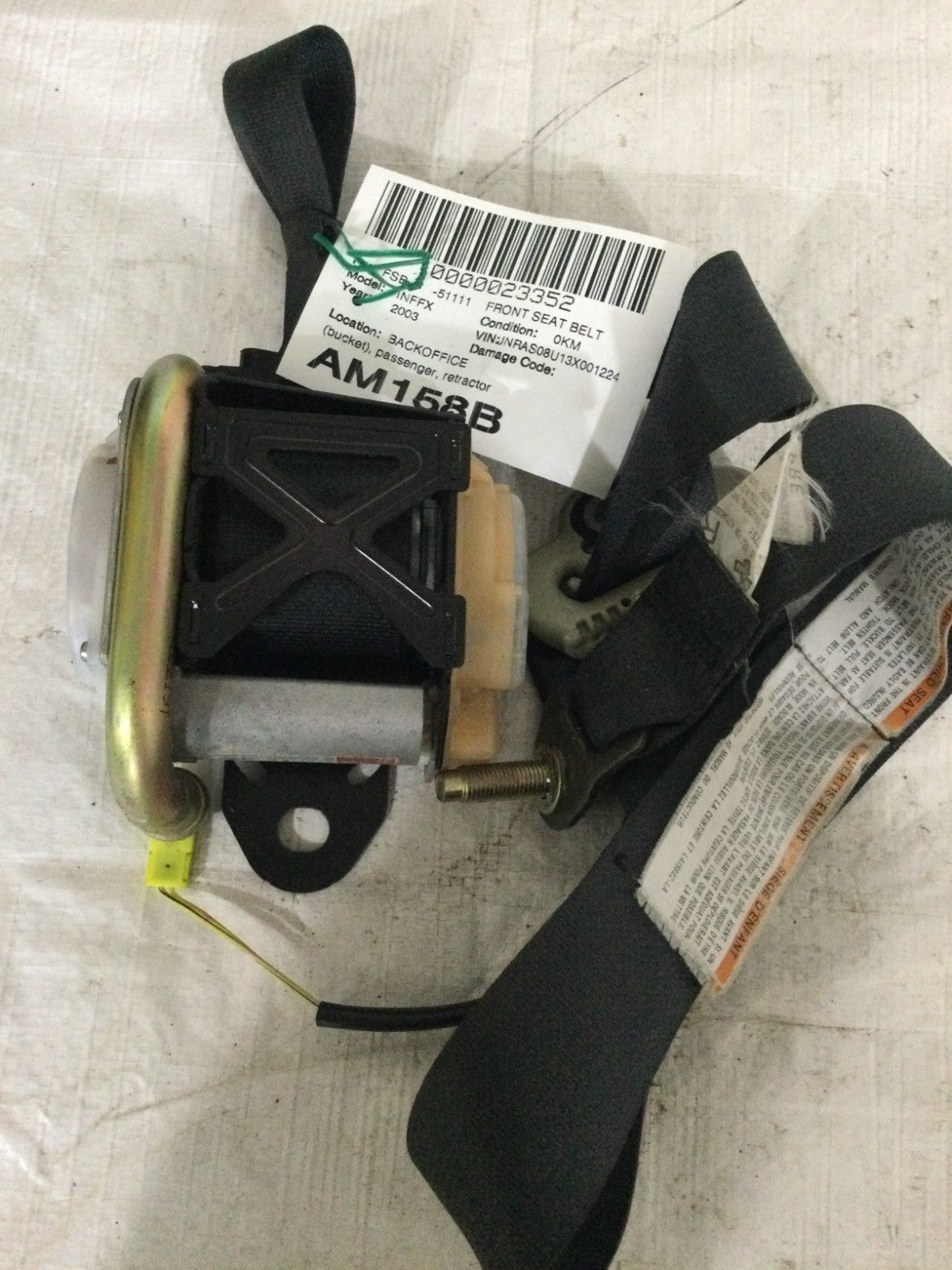 2003 Infiniti FX35 Front Right Passenger Seat Belt Retractor OEM