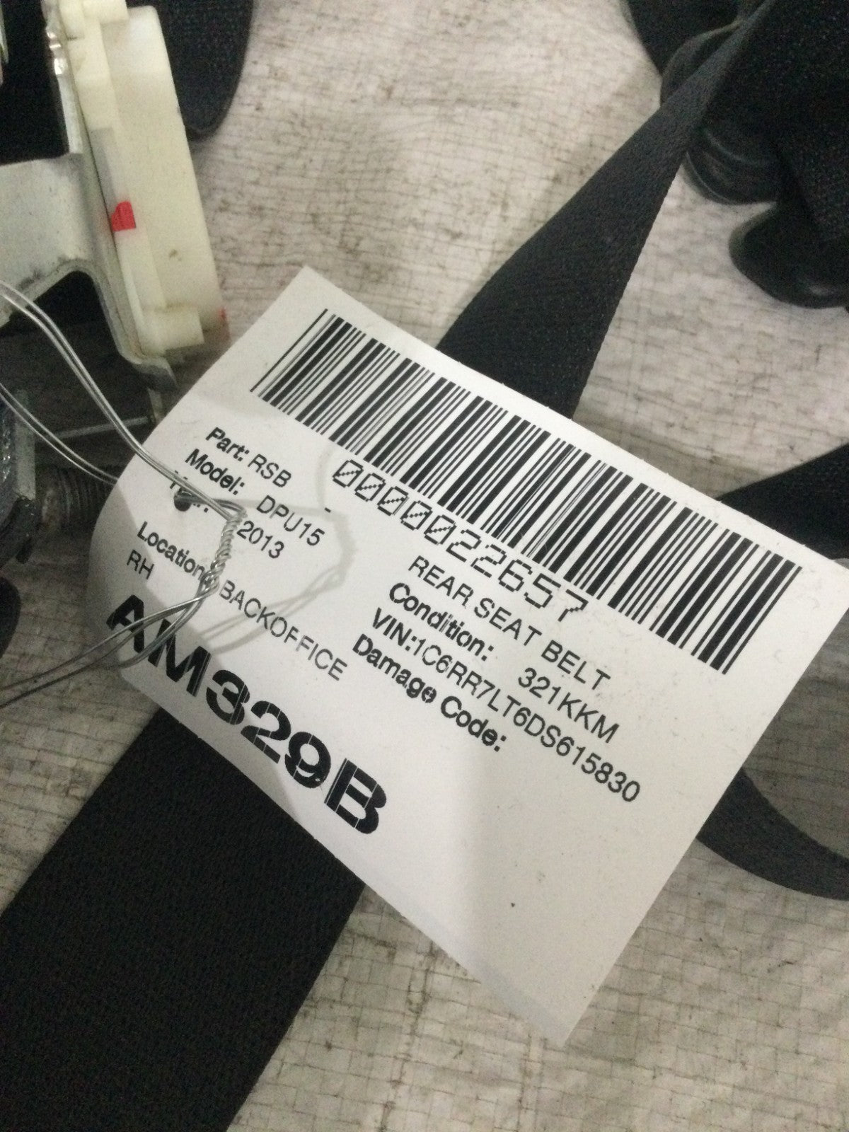 13-18 Dodge Ram 1500 Rear Right Passenger Seat Belt Retractor OEM P5KP981X9AC