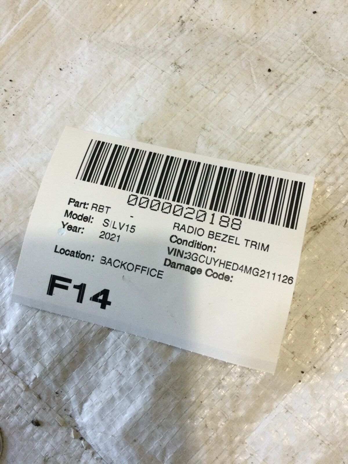 2021 Chevrolet Silverado 1500 Center Dsh Radio Bezel Trim OEM