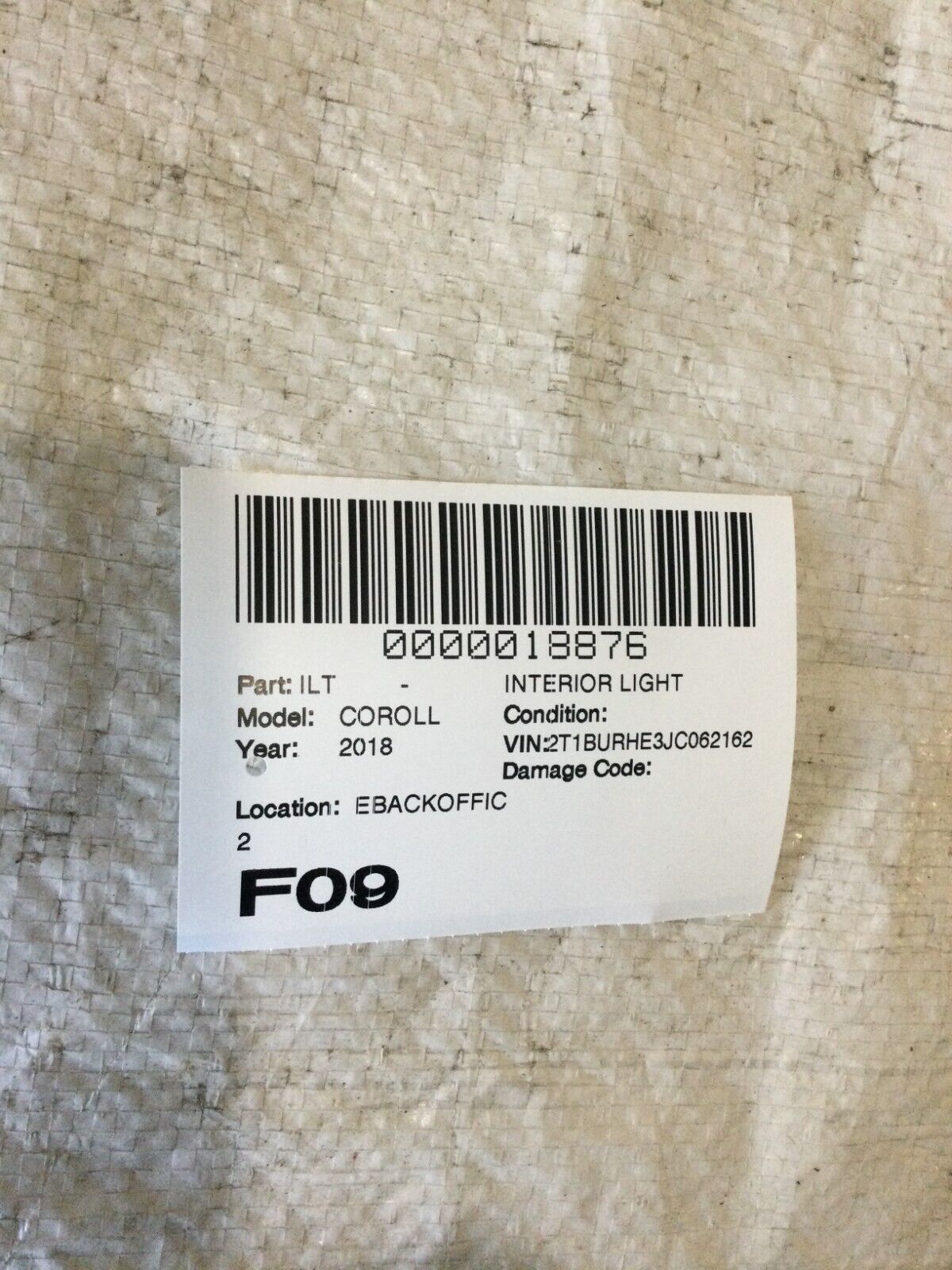 2018 Toyota Corolla Interior Light Lamp OEM