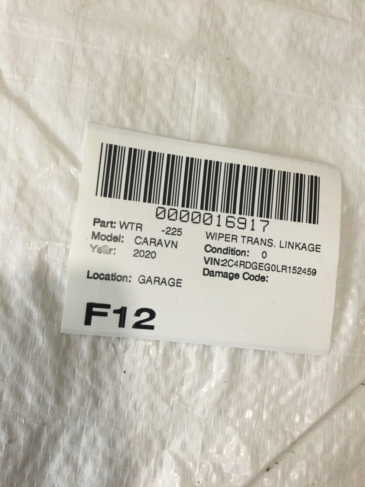 2020 Dodge Grand Caravan Wiper Transmission Motor Linkage 05113043AE OEM