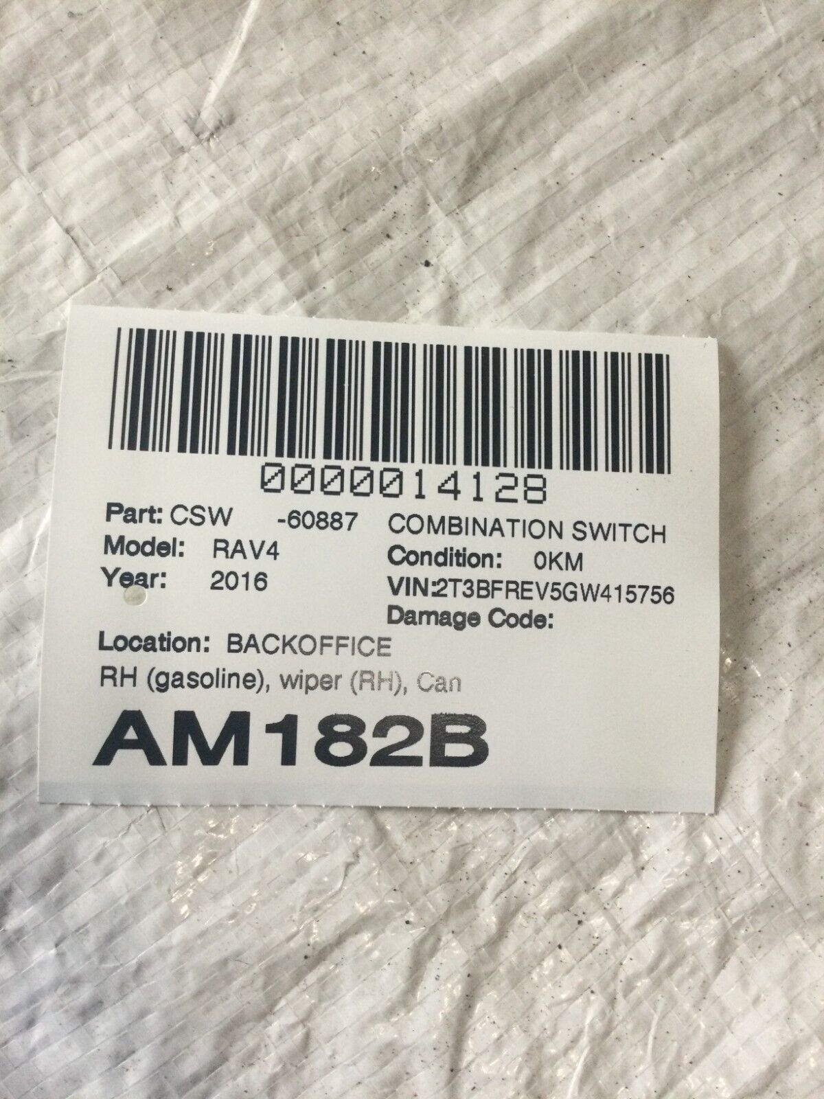 2016 Toyota RAV4 Right passenger  Combination Switch Control  wiper OEM