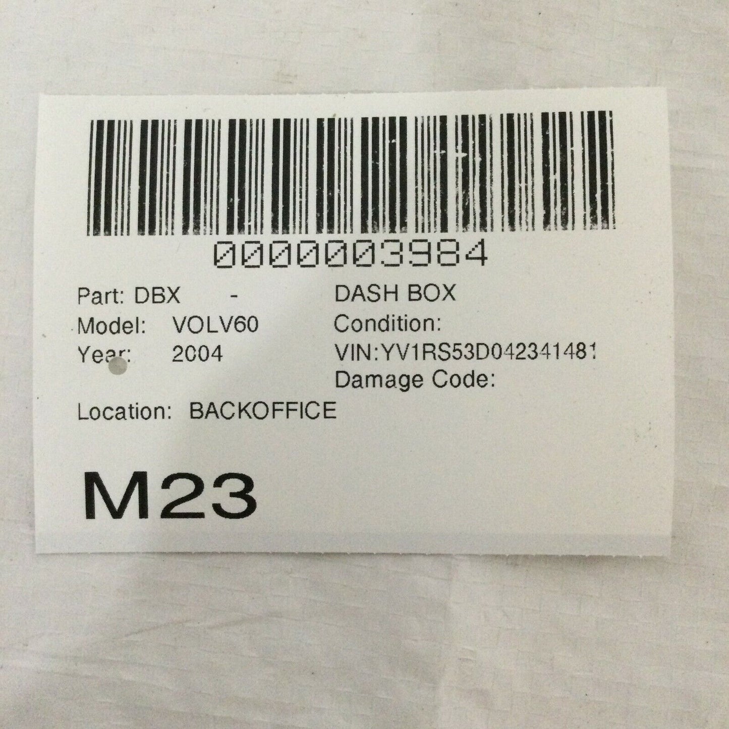 2004 Volvo S60 Dash Storage Compartment Box OEM 9184530