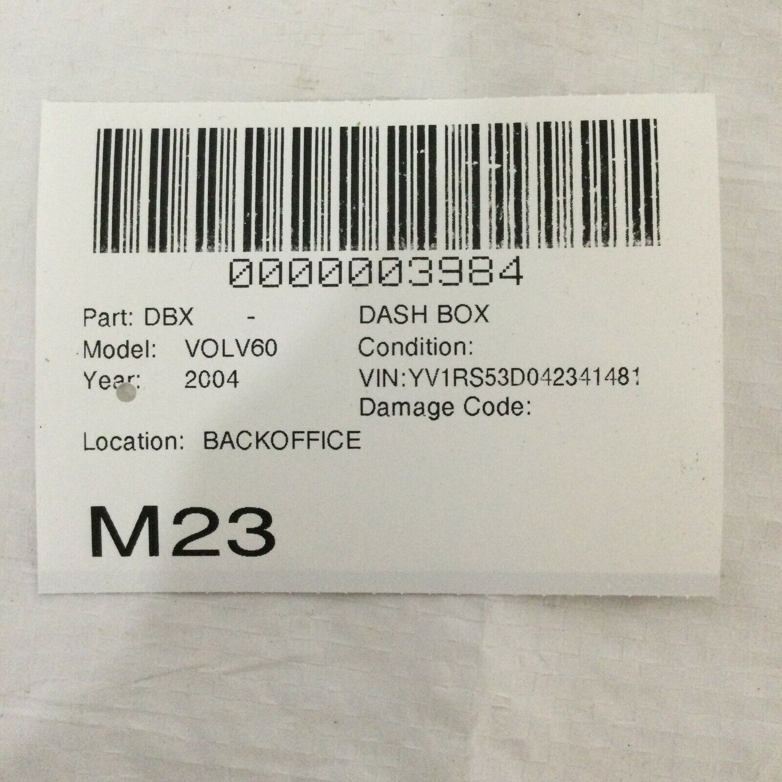 2004 Volvo S60 Dash Storage Compartment Box OEM 9184530