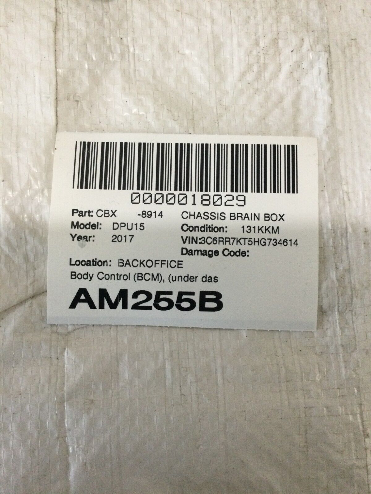 2017 Dodge Ram 1500 2500 3500 Body Control Module BCM P68320319AB